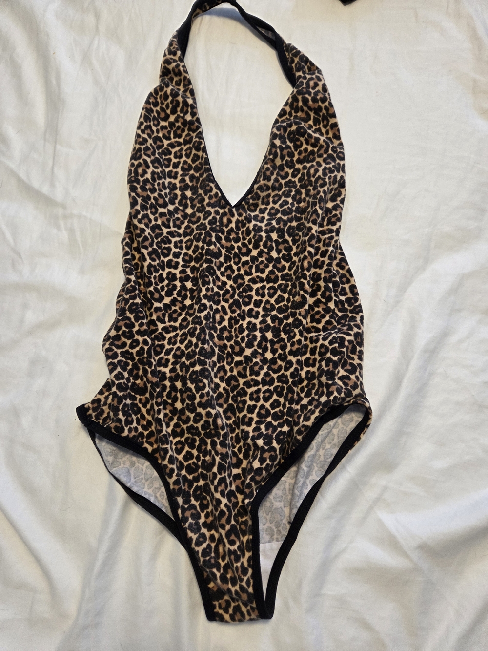 American Apparel Leopard-Print Halter One-Piece in Brown and Black
